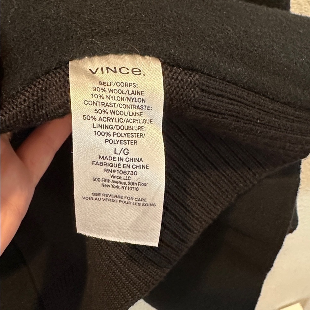 Vince Classic Black Trench Coat Mixed Fabric - Picture 5 of 7